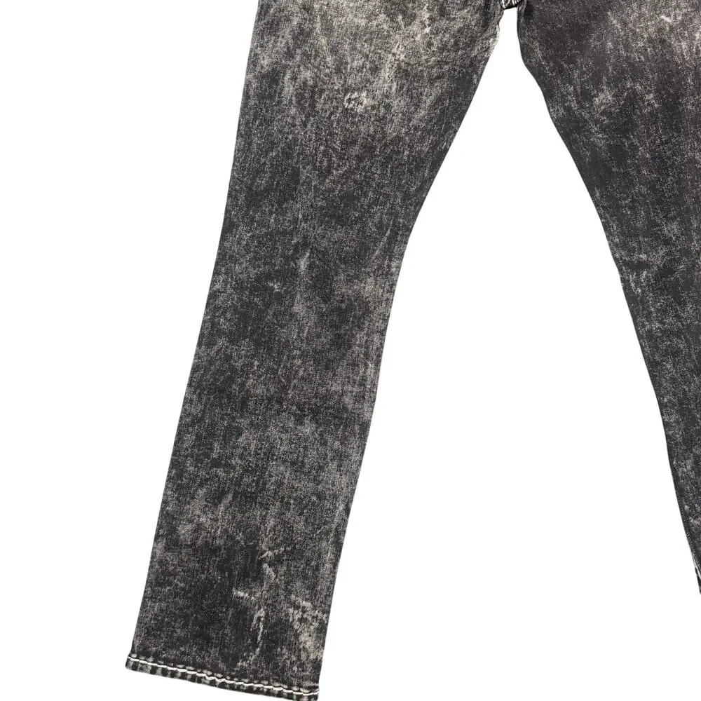 True Religion Ricky Relaxed Straight Acid Wash Black Jeans 33 Stitch